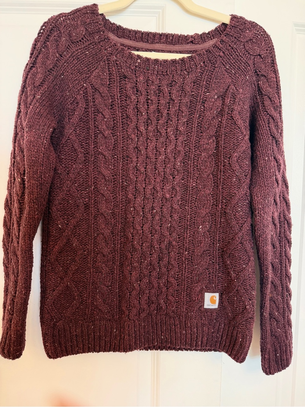 Carhartt Women’s Cable Knit Lambswool Elbow Patch Sweater XS